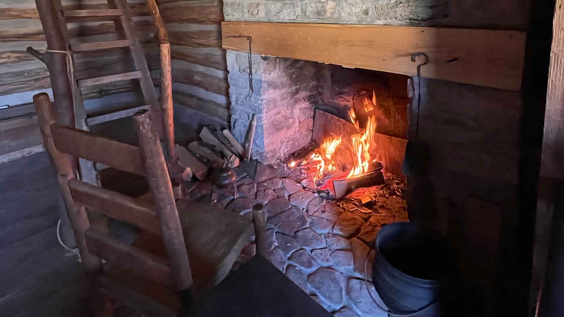 fireplace in the officers quarters at Fort Roberdeau