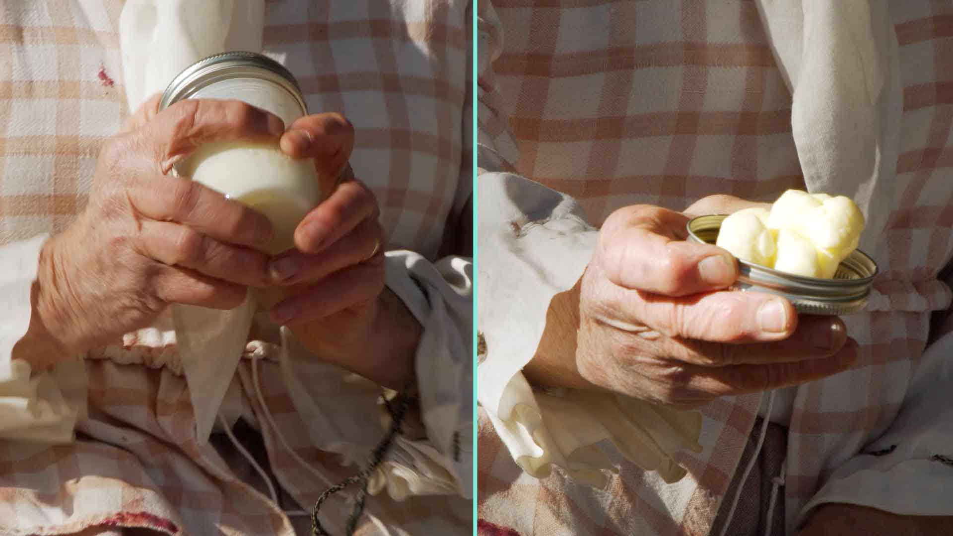 butter made from shaking cream in a jar