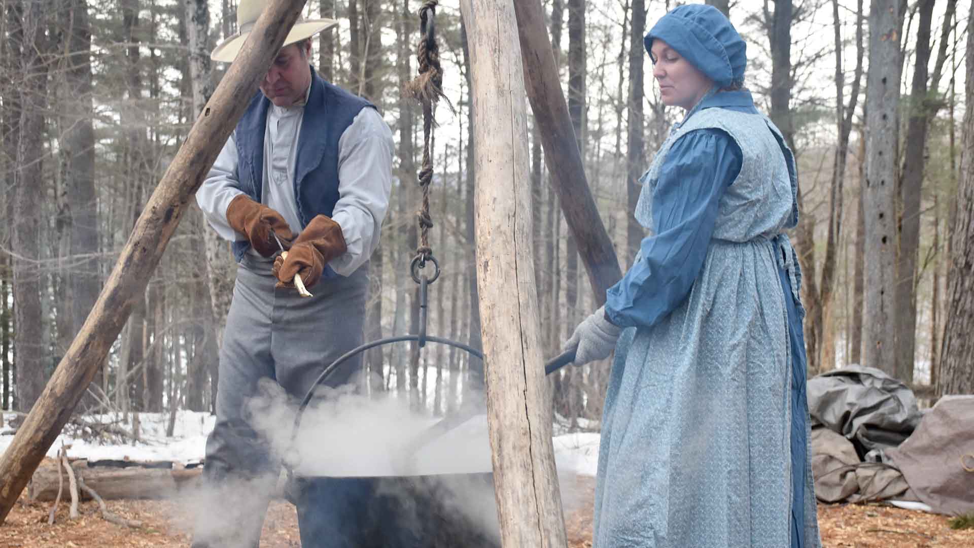 People participating in the Maple Harvest Festival at Shaver's Creek