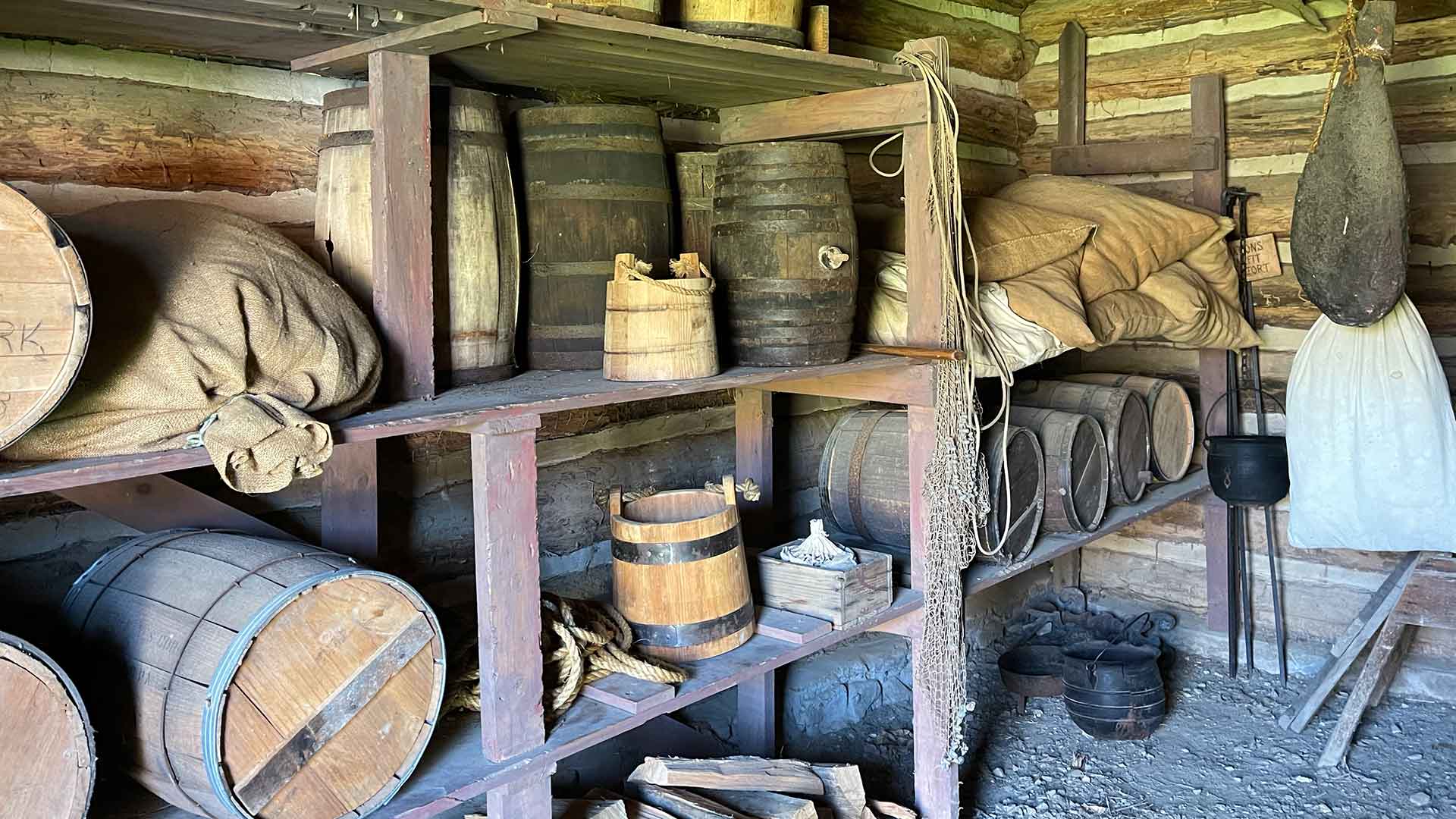 view inside storehouse at Fort Roberdeau