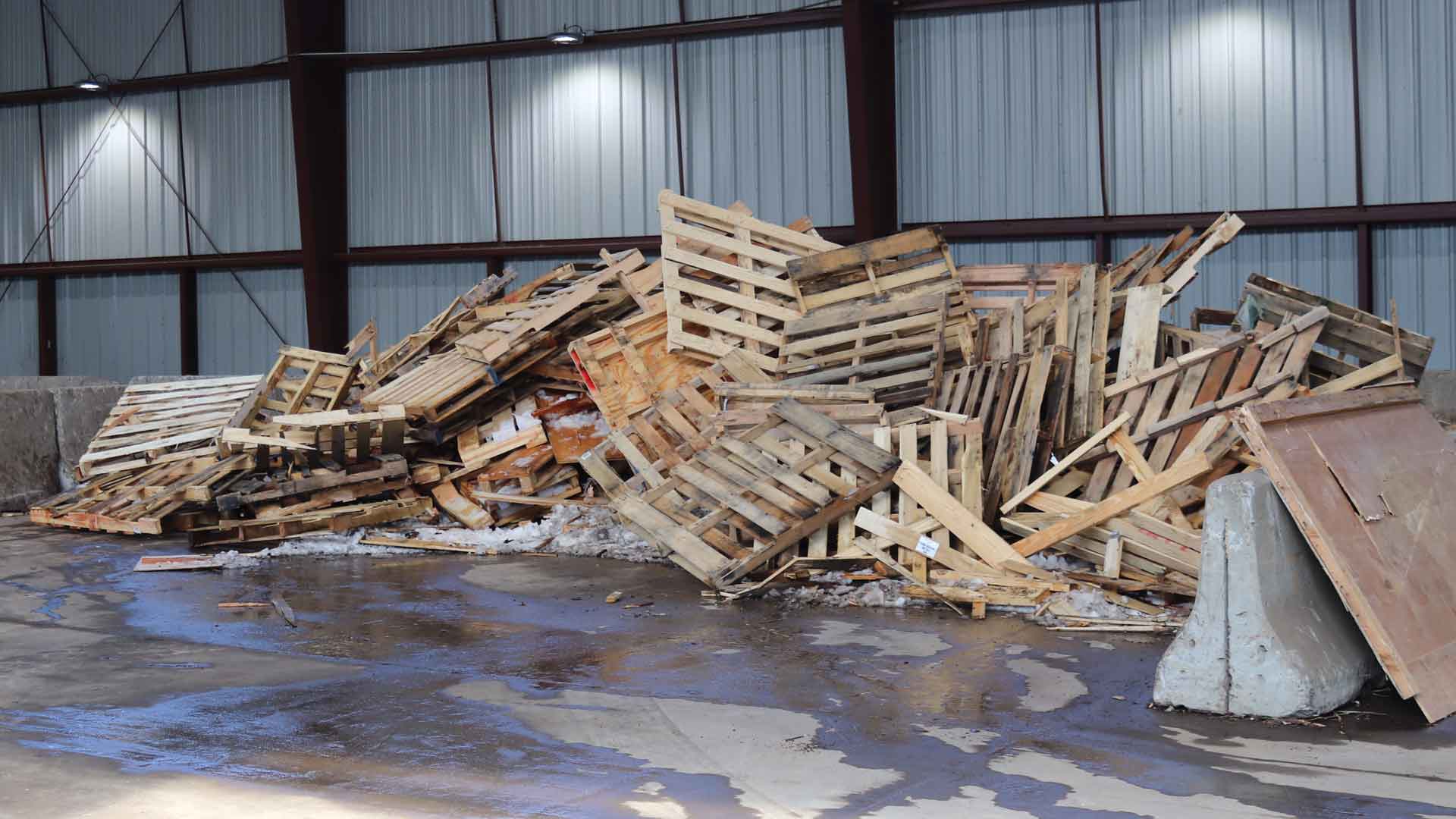 large pile of wood to be recycled