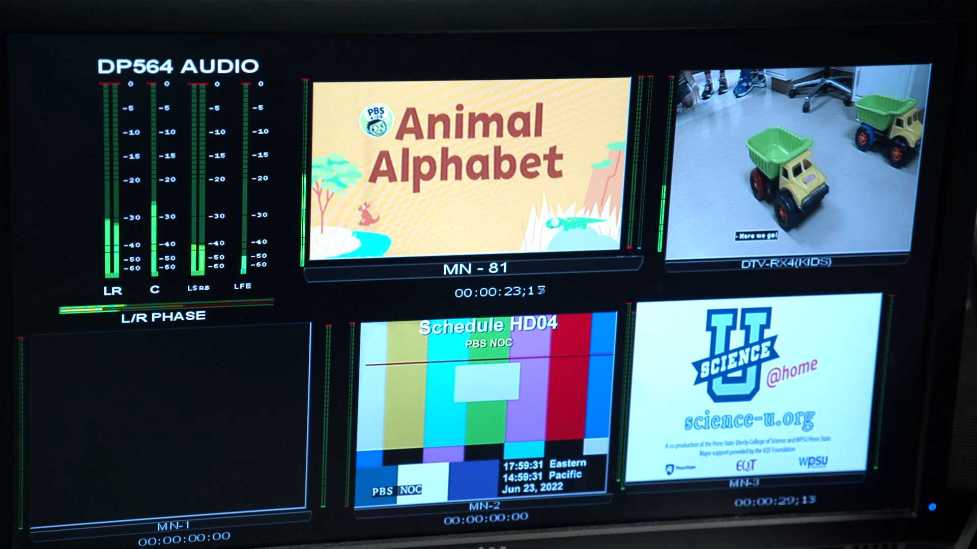 monitor showing wpsu broadcast channels