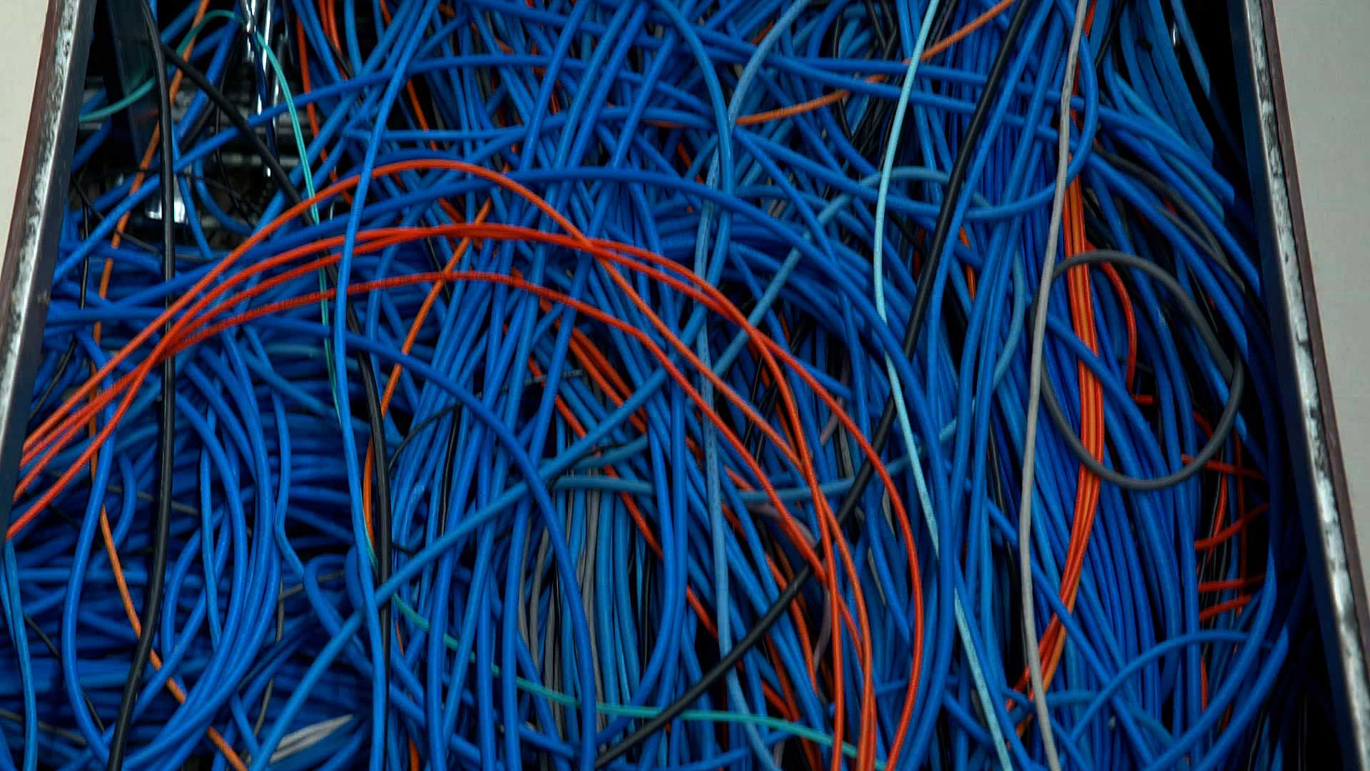 many blue cable wires