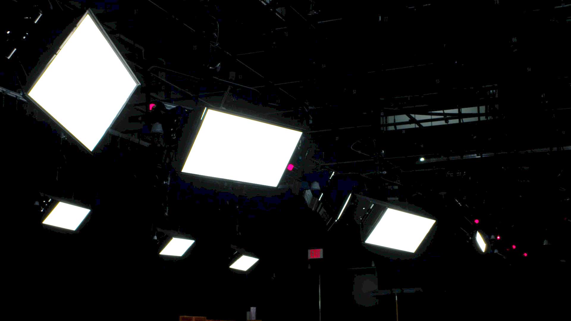 tv studio lights turned on